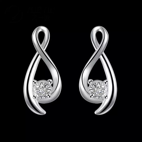 Jewelry - Sterling Silver Cubic Zirconia Infinity Earrings